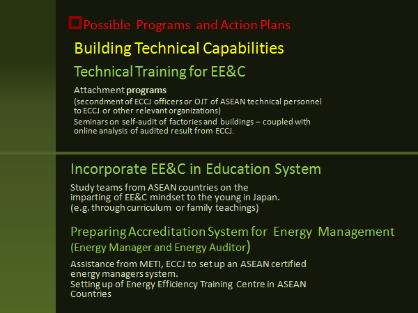 Possible Programs and Action Plans