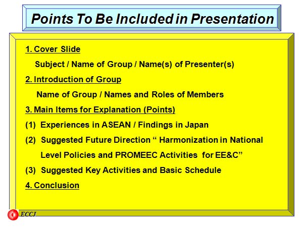 Points To Be Included in Presentation
