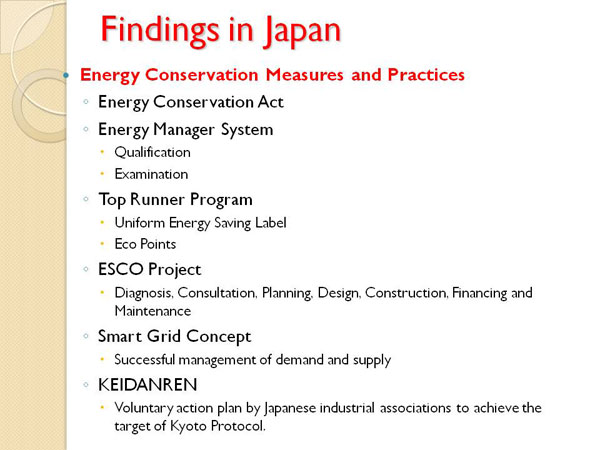 Findings in Japan