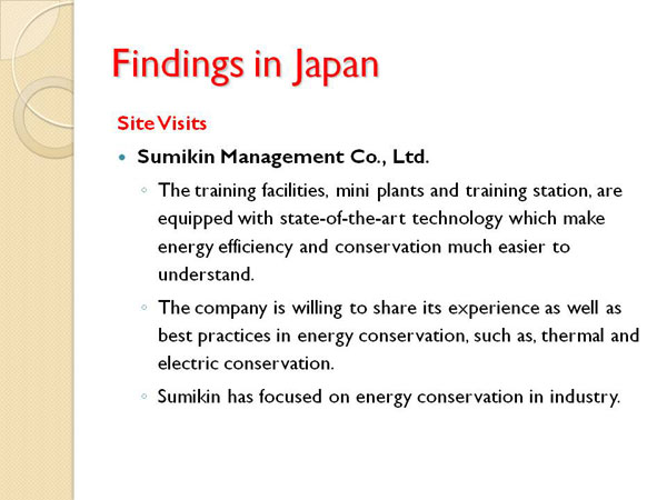 Findings in Japan