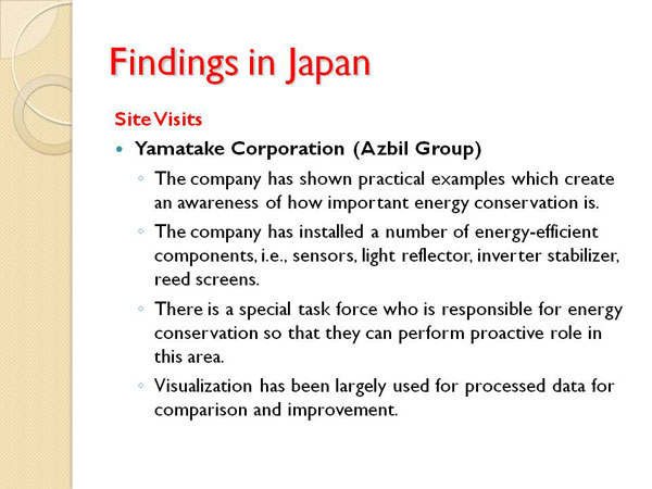 Findings in Japan