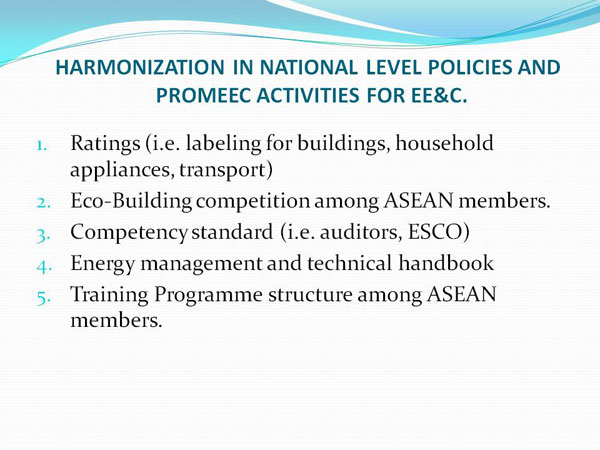 HARMONIZATION IN NATIONAL LEVEL POLICIES AND PROMEEC ACTIVITIES FOR EE&C.