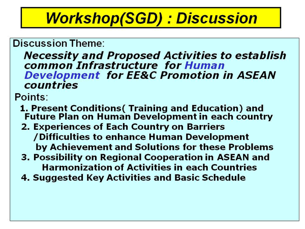 Workshop(SGD) : Discussion