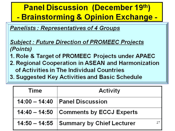 Panel Discussion (December 19th) - Brainstorming & Opinion Exchange -