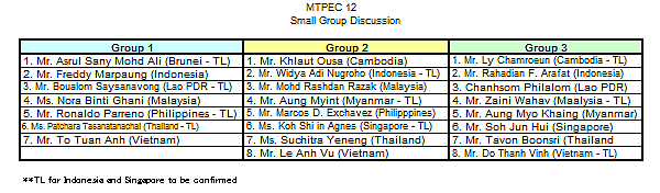 MTPEC 12 / Small Group Discussion / Groupings