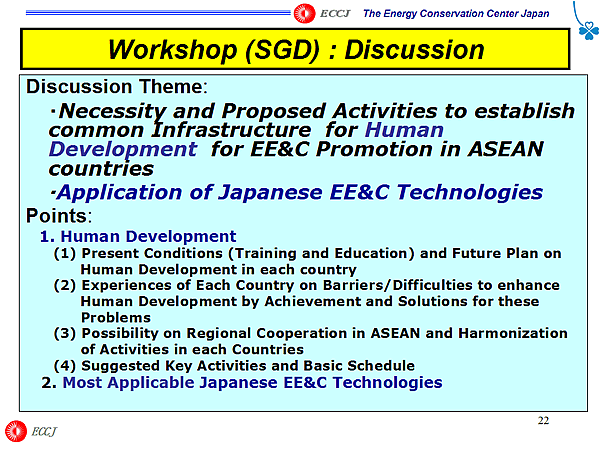 Workshop (SGD) : Discussion