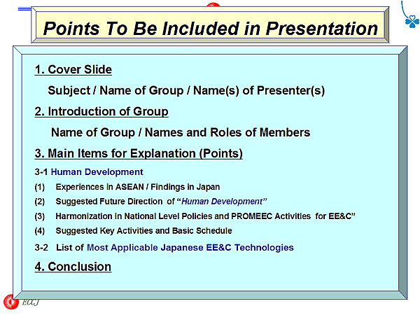 Points To Be Included in Presentation