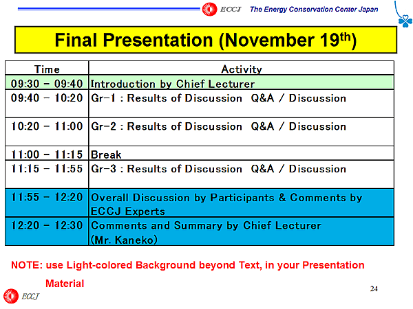 Final Presentation (November 19th) 