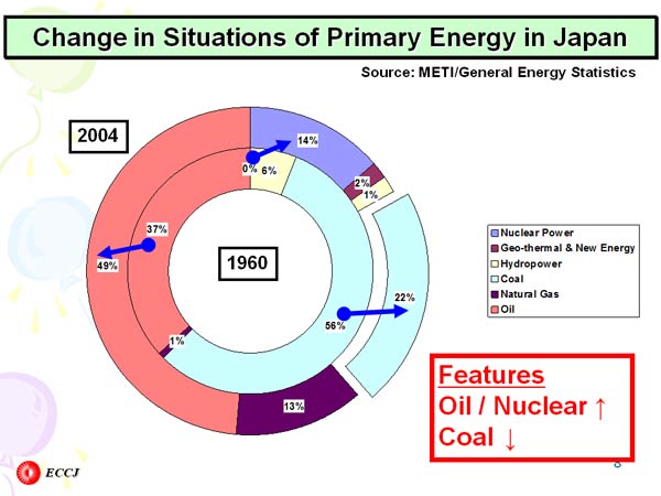 Change in Situations of Primary Energy in Japan