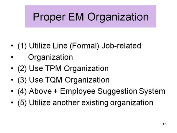 Proper EM Organization