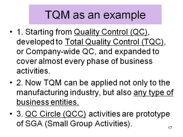TQM as an example