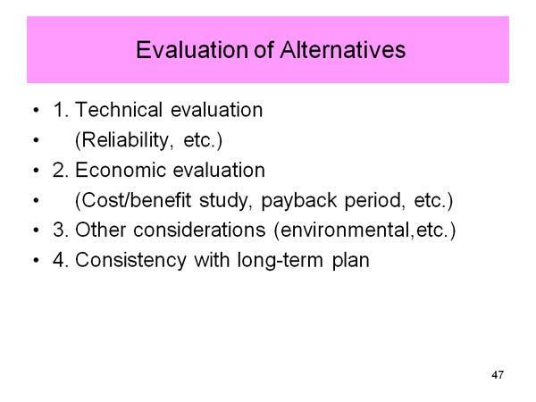 Evaluation of Alternatives