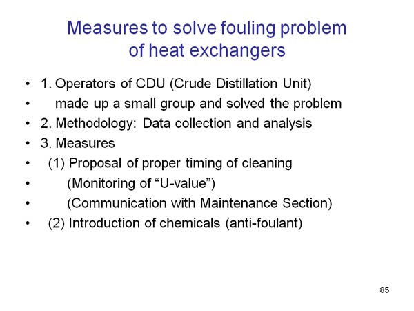 Measures to solve fouling problem of heat exchangers