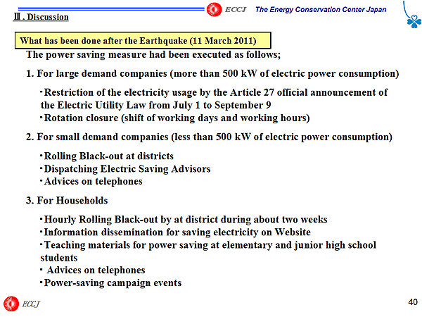 What has been done after the Earthquake (11 March 2011)
