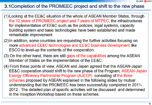 3.1Completion of the PROMEEC project and shift to the new phase
