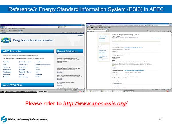 Reference3: Energy Standard Information System (ESIS) in APEC