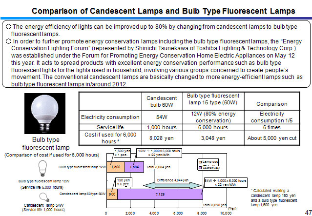 Comparison of Candescent Lamps and Bulb Type Fluorescent Lamps 