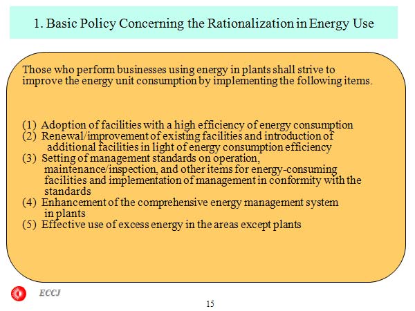 1. Basic Policy Concerning the Rationalization in Energy Use