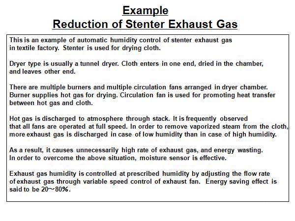 Example Reduction of Stenter Exhaust Gas