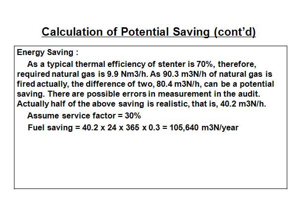 Calculation of Potential Saving (cont’d)