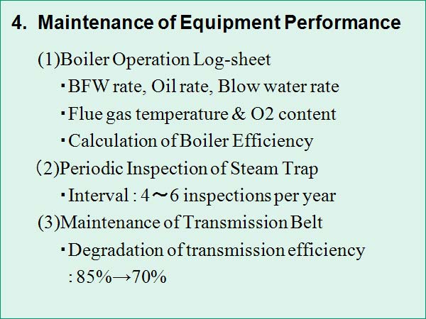 4.  Maintenance of Equipment Performance