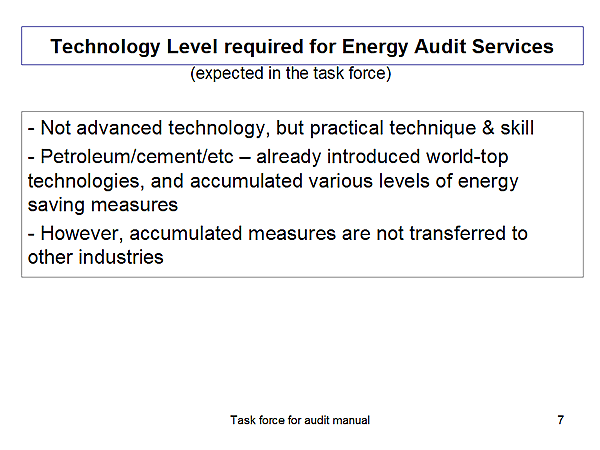 Technology Level required for Energy Audit Services