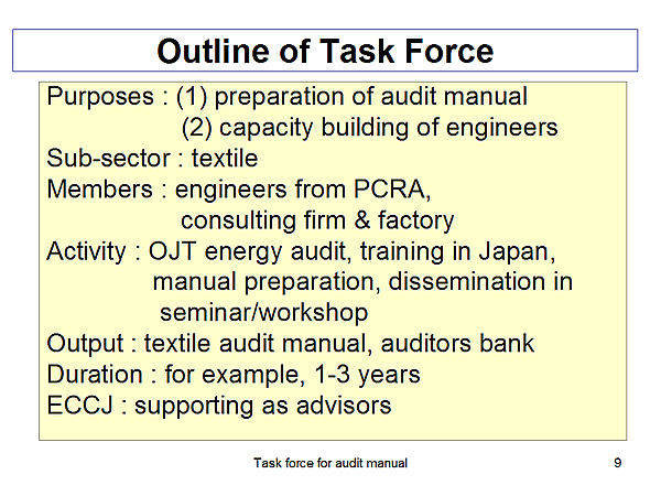 Outline of Task Force