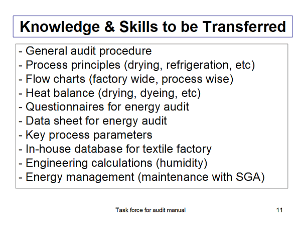 Knowledge & Skills to be Transferred