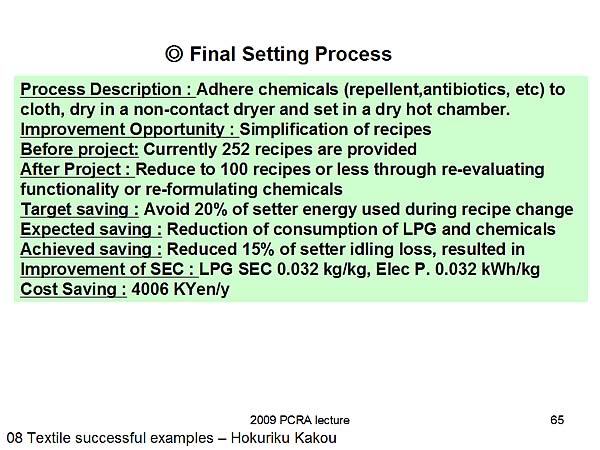 Final Setting Process