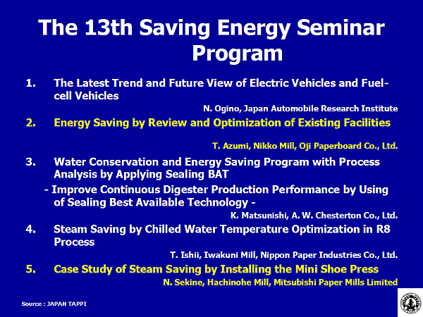 The 13th Saving Energy Seminar Program