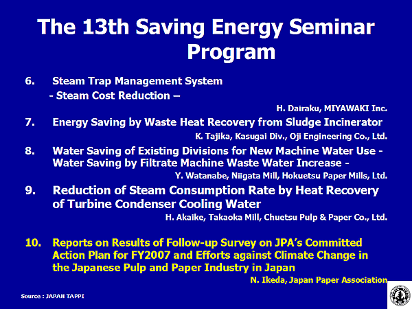 The 13th Saving Energy Seminar Program