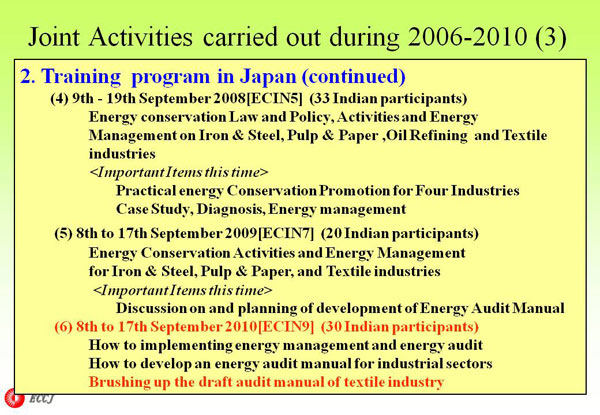 Joint Activities carried out during 2006-2010 (3)