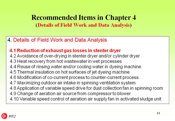 Recommended Items in Chapter 4 (Details of Field Work and Data Analysis)