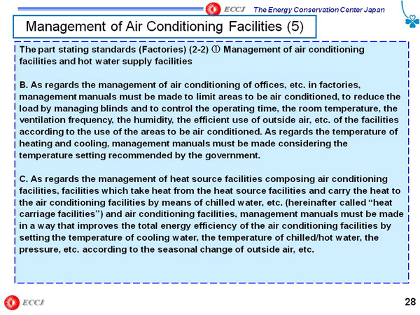 Management of Air Conditioning Facilities (5)