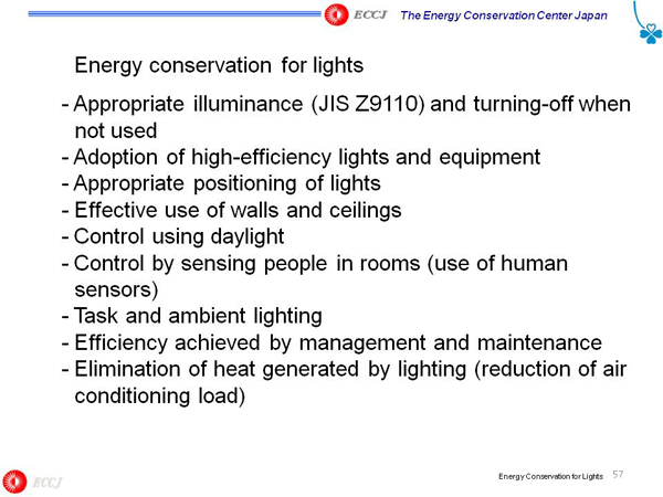 Energy conservation for lights