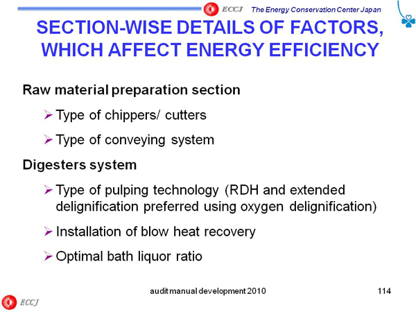 SECTION-WISE DETAILS OF FACTORS, WHICH AFFECT ENERGY EFFICIENCY