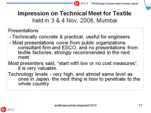 Impression on Technical Meet for Textile held in 3 & 4 Nov, 2008, Mumbai