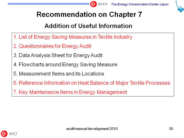 Recommendation on Chapter 7