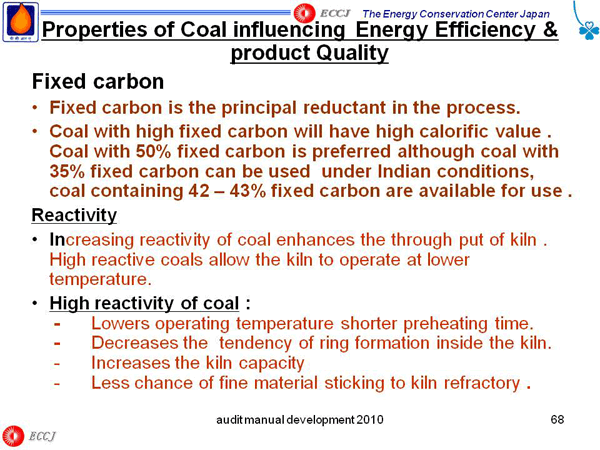 Properties of Coal influencing Energy Efficiency & product Quality