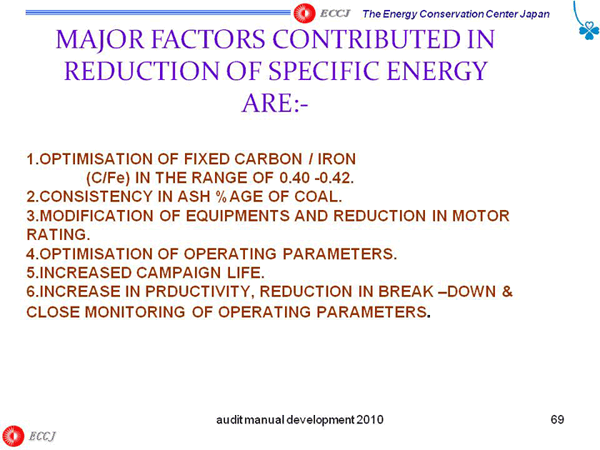 MAJOR FACTORS CONTRIBUTED IN REDUCTION OF SPECIFIC ENERGY ARE:-