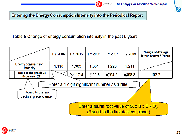 Entering the Energy Consumption Intensity into the Periodical Report