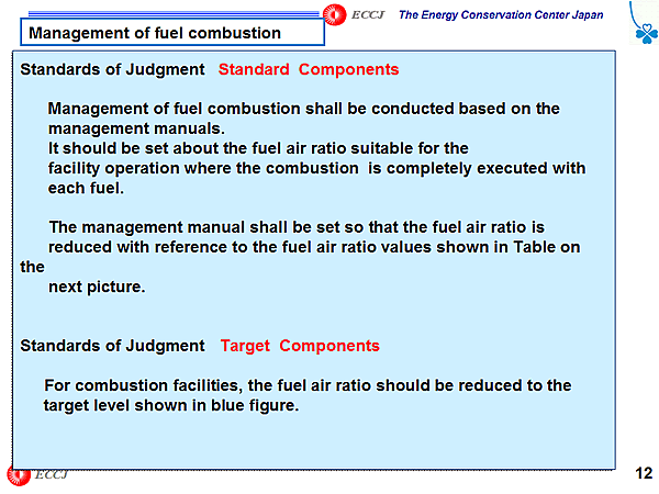 Management of fuel combustion / Standards of Judgment Standard Components ...