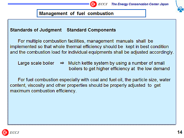 Management of fuel combustion / Standards of Judgment Standard Components