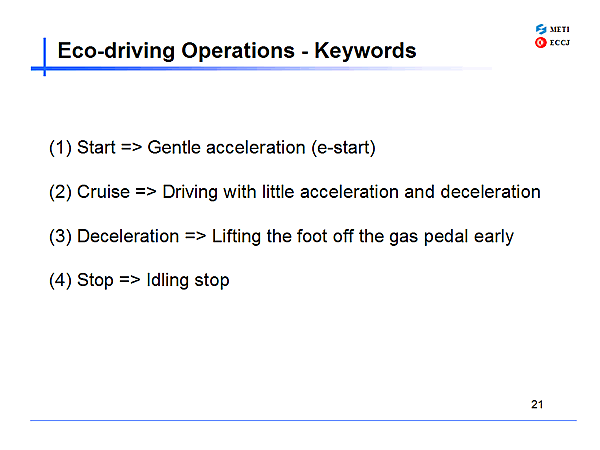 Eco-driving Operations - Keywords