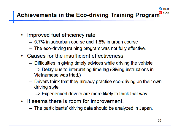 Achievements in the Eco-driving Training Program