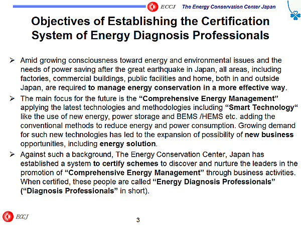 Objectives of Establishing the Certification System of Energy Diagnosis Professionals