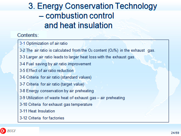 3. Energy Conservation Technology　– combustion control and heat insulation 