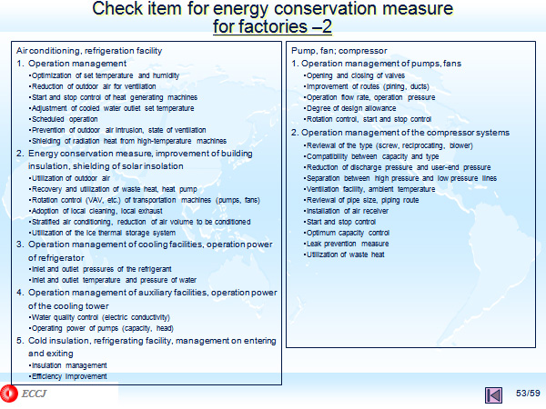 Check item for energy conservation measure for factories –2 