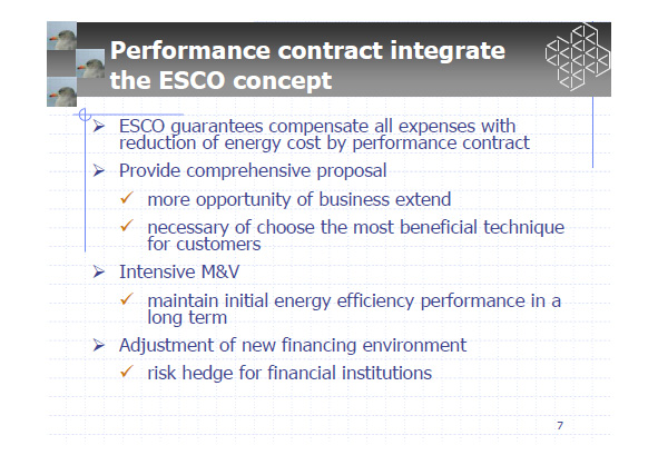Performance contract integrate the ESCO concept