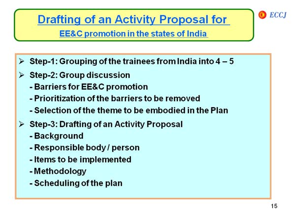 Drafting of an Activity Proposal for EE&C promotion in the states of India 